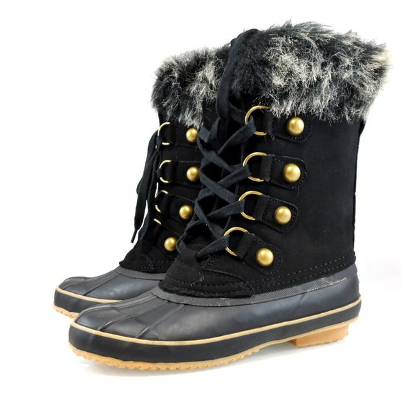 NEW Juicy Couture Waterproof Lace-Up Faux Fur Trim Duck Toe Winter Snow Boot 9 - Picture 9 of 10